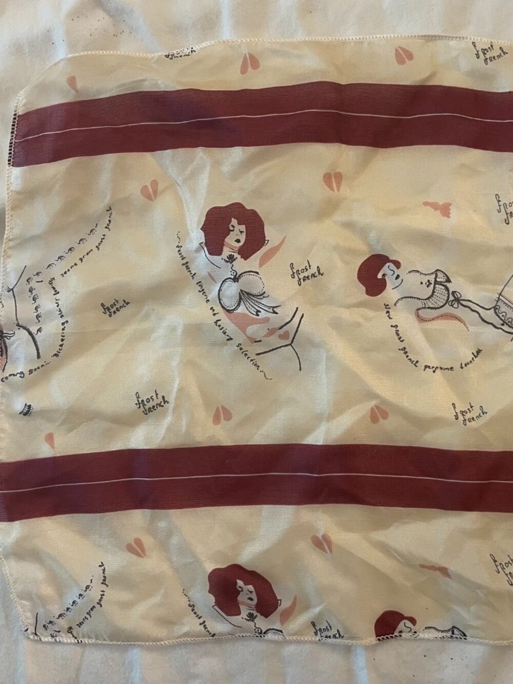 Naughty "Frost French lingerie hosiery and perfume"  pin up girls pocket square